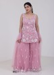 Pink Embroidered Palazzo Set With Dupatta